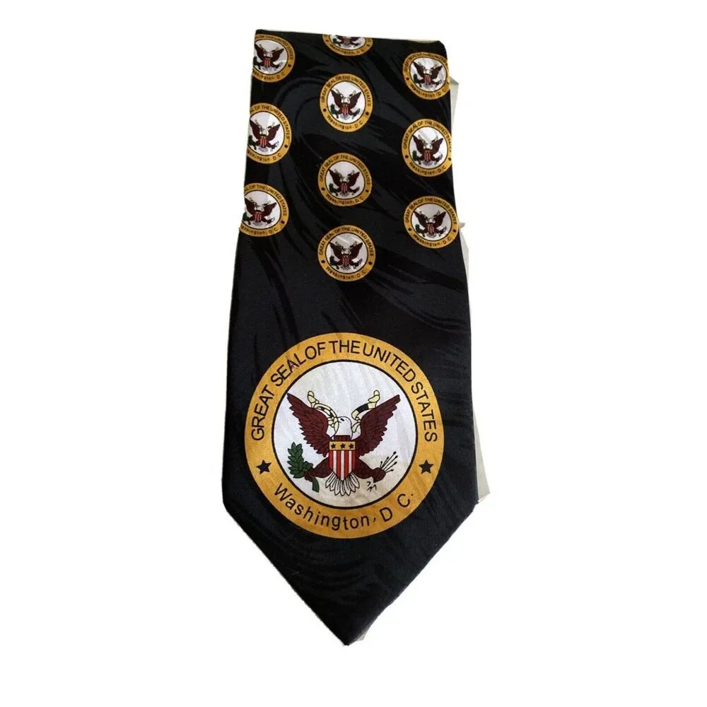 Great‎ Seal Of The United States Tie Black & Gold Patriotic Design By Forever T